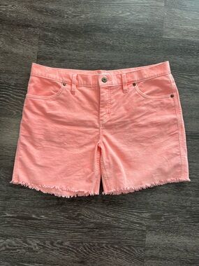 Carve Designs Oahu 6" Raw Hem Corduroy Shorts in Electric Coral